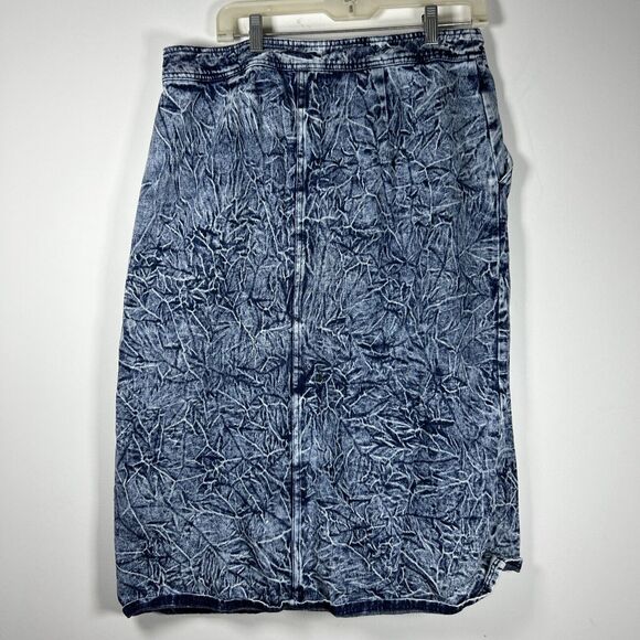 Who What Wear Women's Sz 14 Midi Jean Denim Skirt Blue Acid Wash Stonewash - Picture 4 of 5